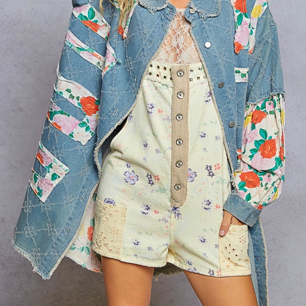 New POL Balloon Sleeve Relaxed Fit Twill Long Shirt Shacket Lightweight Denim - Picture 9 of 14